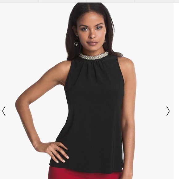 {White House Black Market} Faux Pearl Trim Halter - Picture 3 of 8